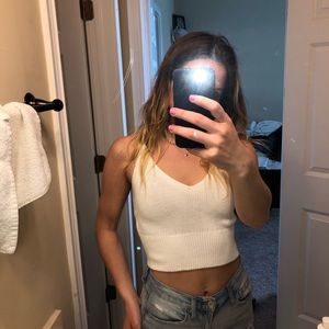 Brandy Melville Knit White Tank Top